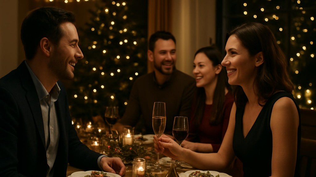 Gruppo di adulti in contesto sociale per Capodanno
